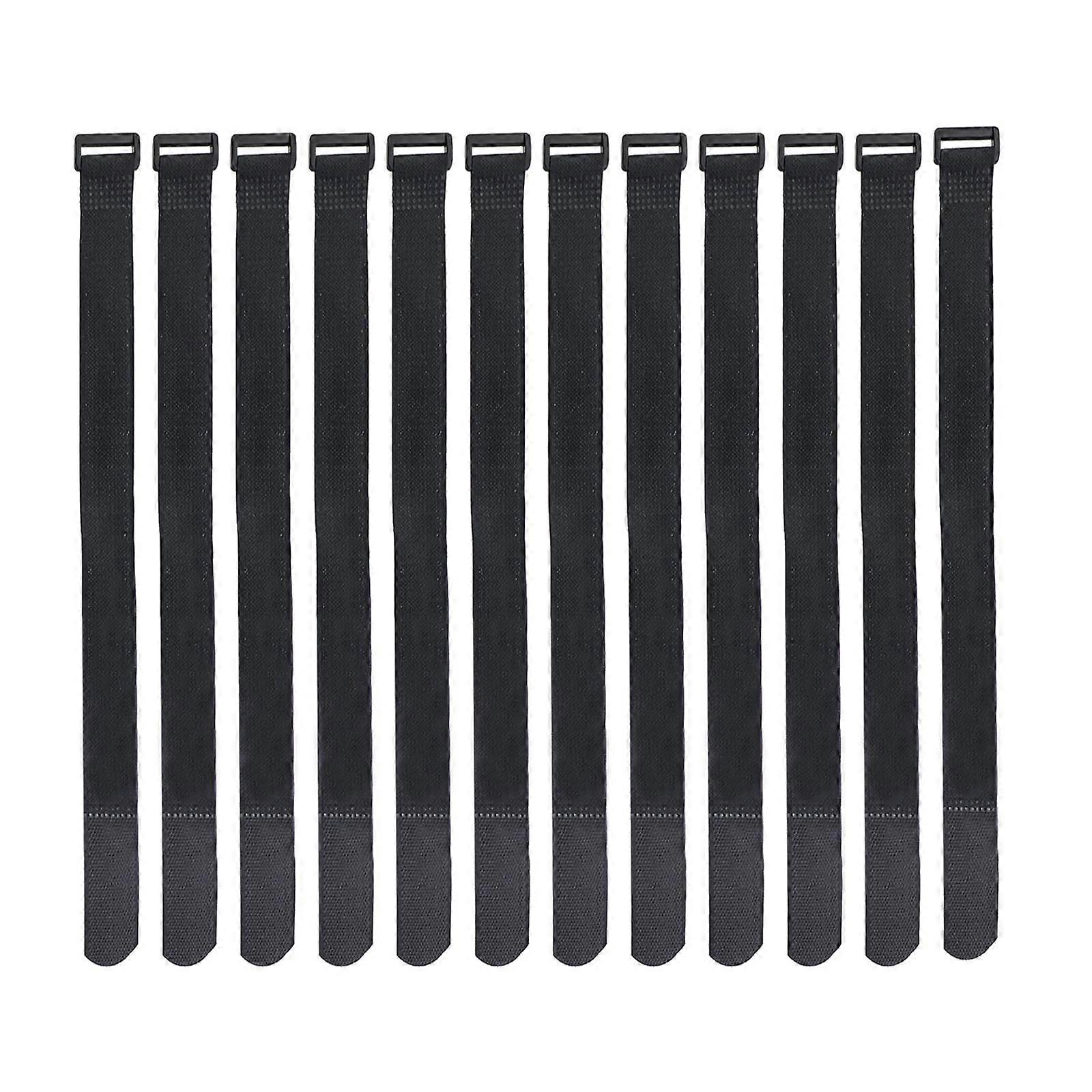 12PCS Reusable Hook and Loop Straps 25x300mm Adjustable Buckle Heavy Duty Cable Ties for Organization