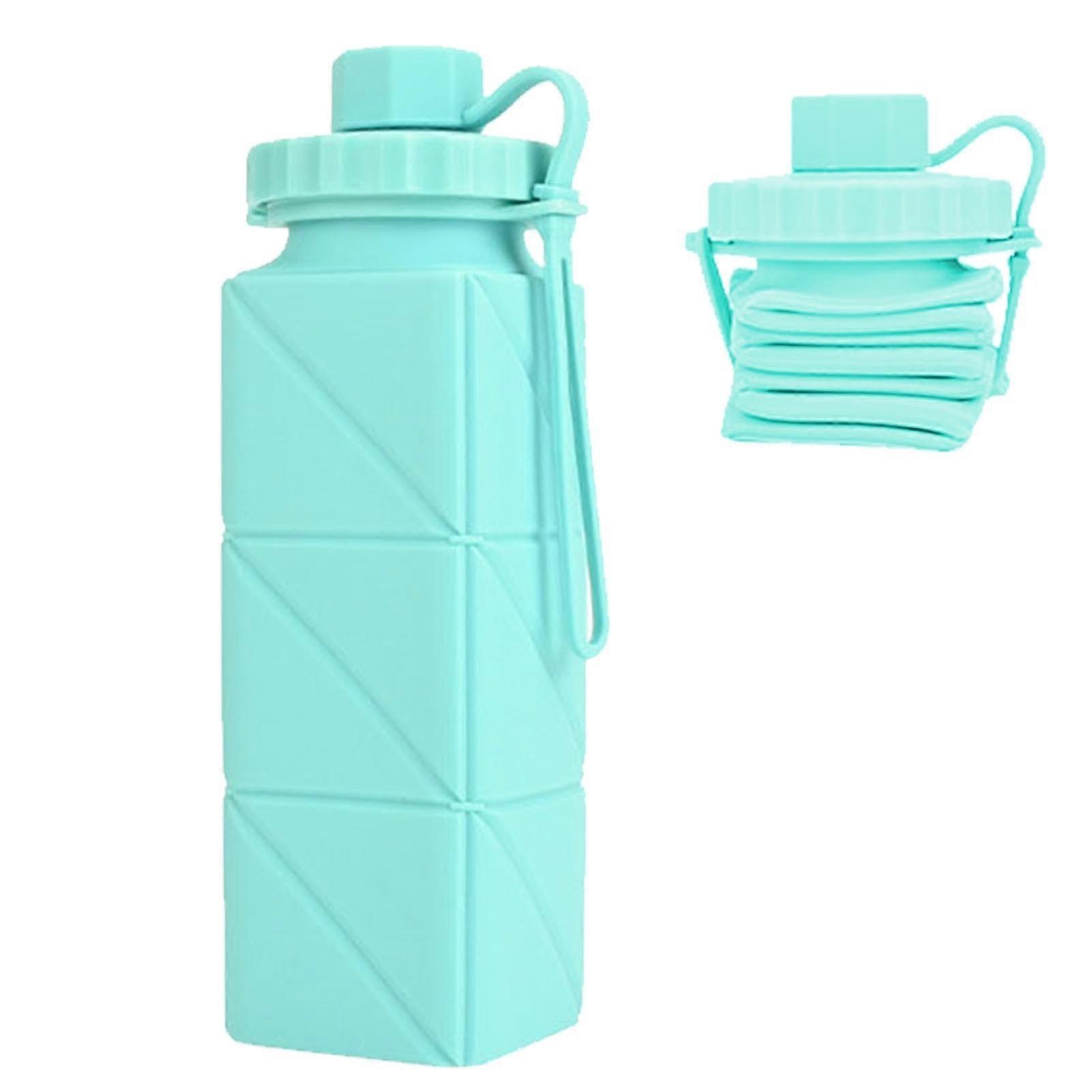 Collapsible Water Bottle 600ml Foldable Silicone LeakProof Reusable Travel Square Design