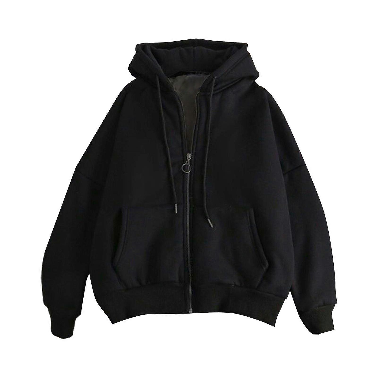 Fall Winter Men Coat Zip-up Long Sleeves Elastic Cuff Thick Plus Size Drawstring Plush Solid Color