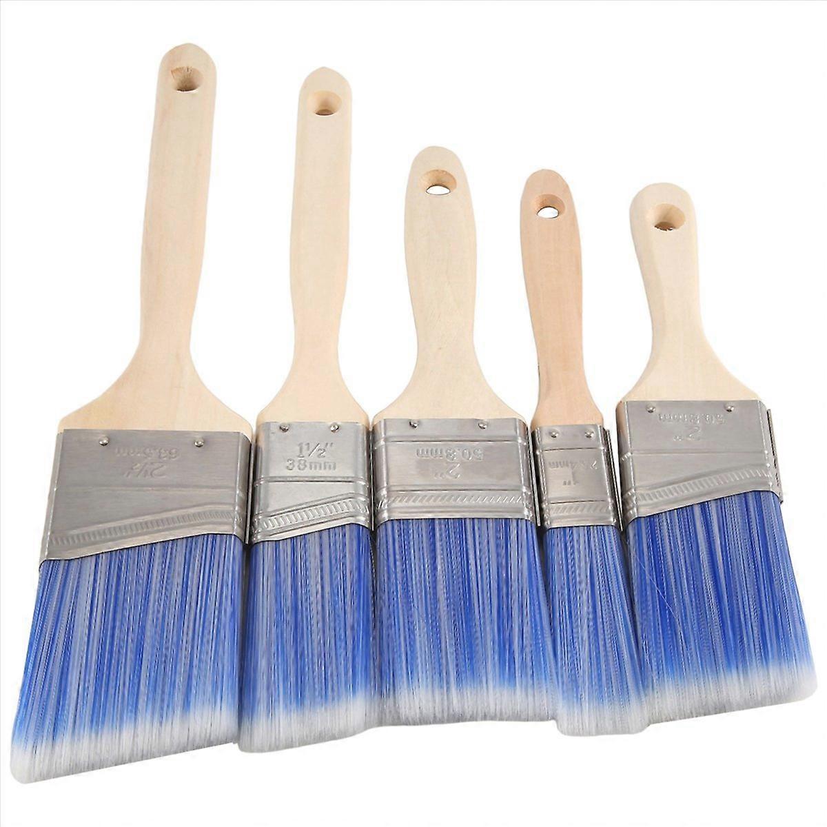 5 Pack Flat and Angle Brushes in Assorted Sizes, Paint Brushes