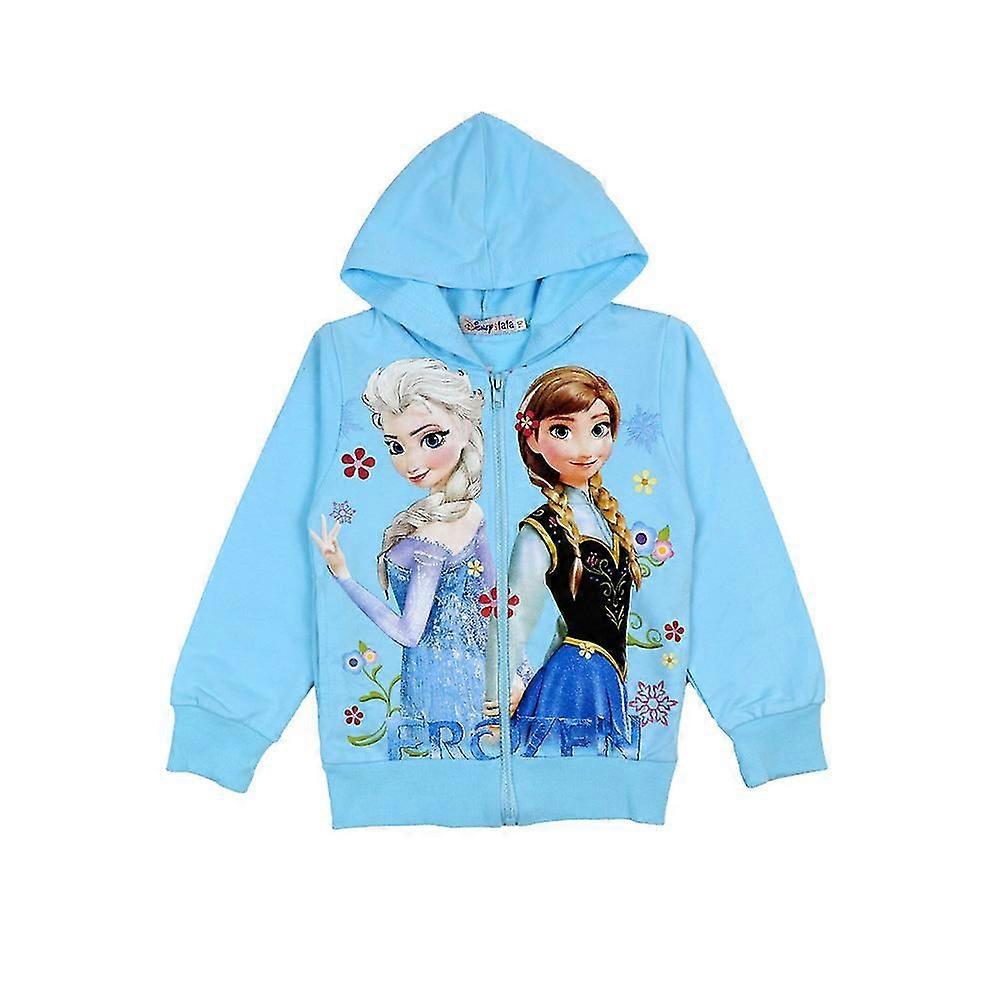 Frozen Elsa Anna Print Long Sleeve Hoodie Jacket Kids Girls Casual Hooded Coat Full Zip Outerwear