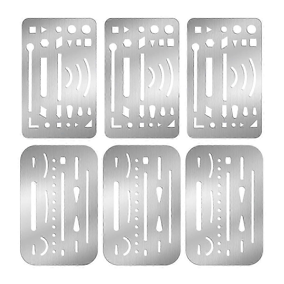 6PCS 2 Styles Stainless Steel Erasing , Eraser Shield Eraser Template Drawing Template Shield Draft