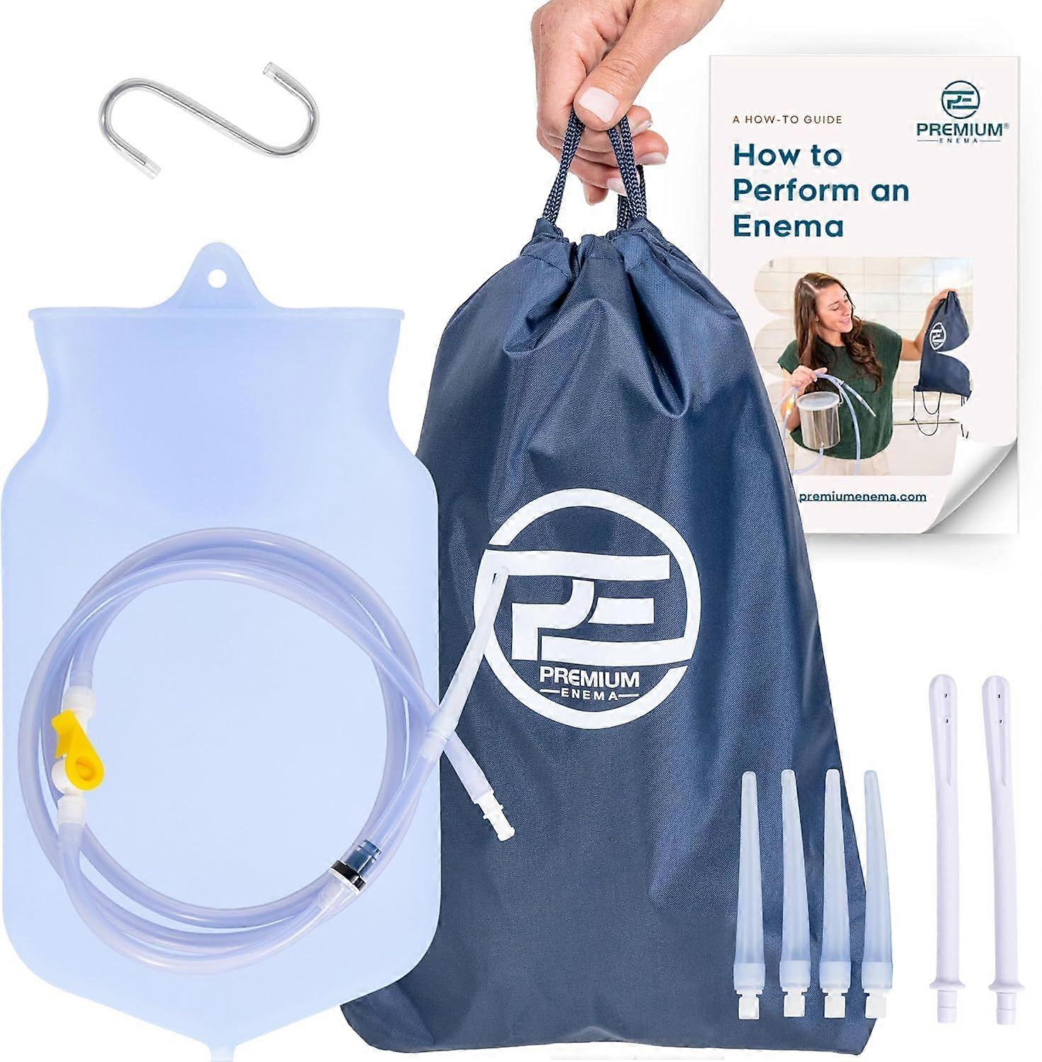 Clear Silicone Enema Bag Kit - 2 Quart, Reusable for