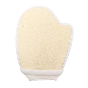 Natuurlijke loofah scrubhandschoen met twee kanten voor een milde huidreiniging en een rijk schuim.