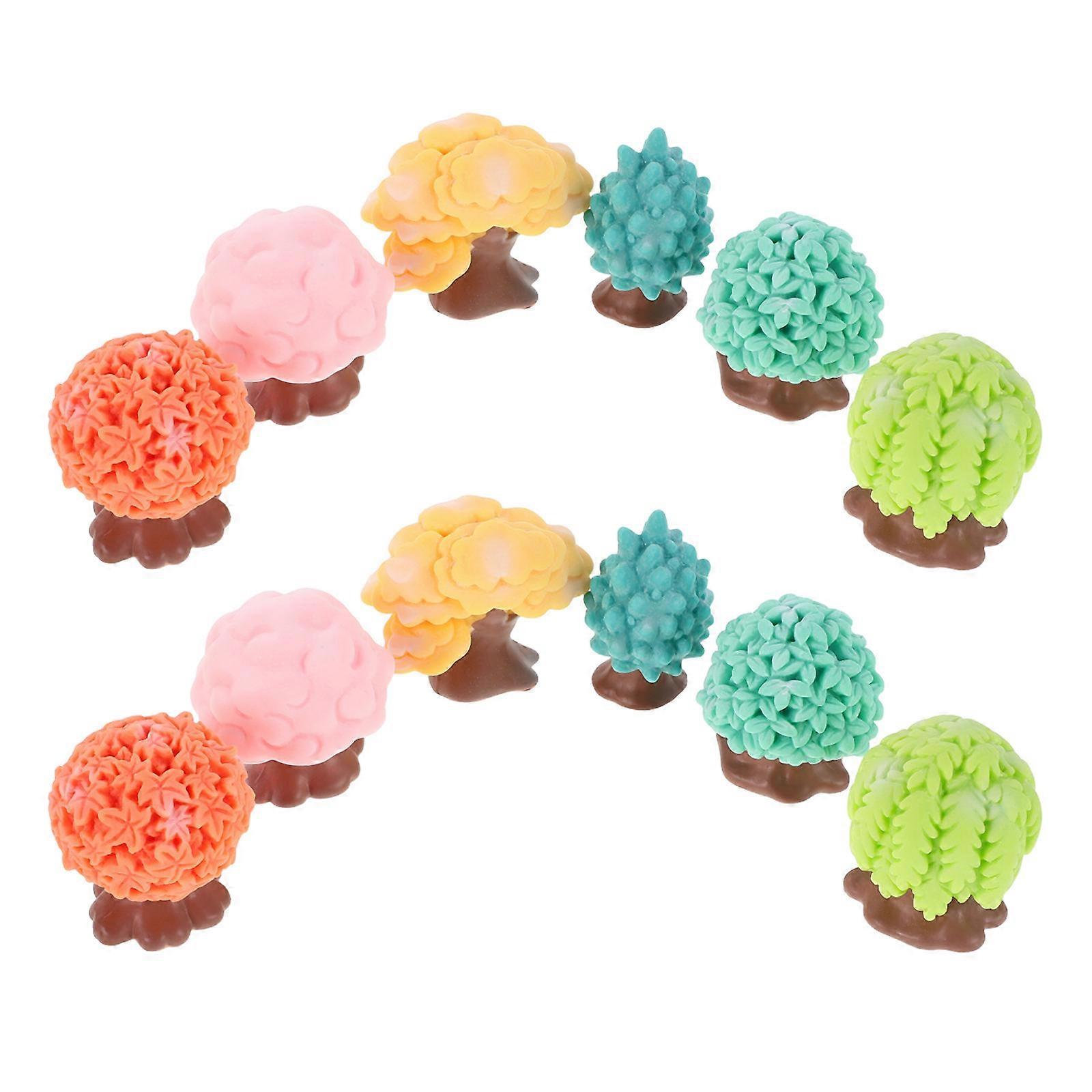 Artificial Tree Craft Resin Small Tree Model for Decorations 12Pcs Set