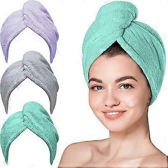 Microfiber Hair Towel Set - Fast-Drying Towels - Super Absorbent Turban Wrap - For Wet Hair & Shower - Women's Accessory - Mixed Color - Universal -