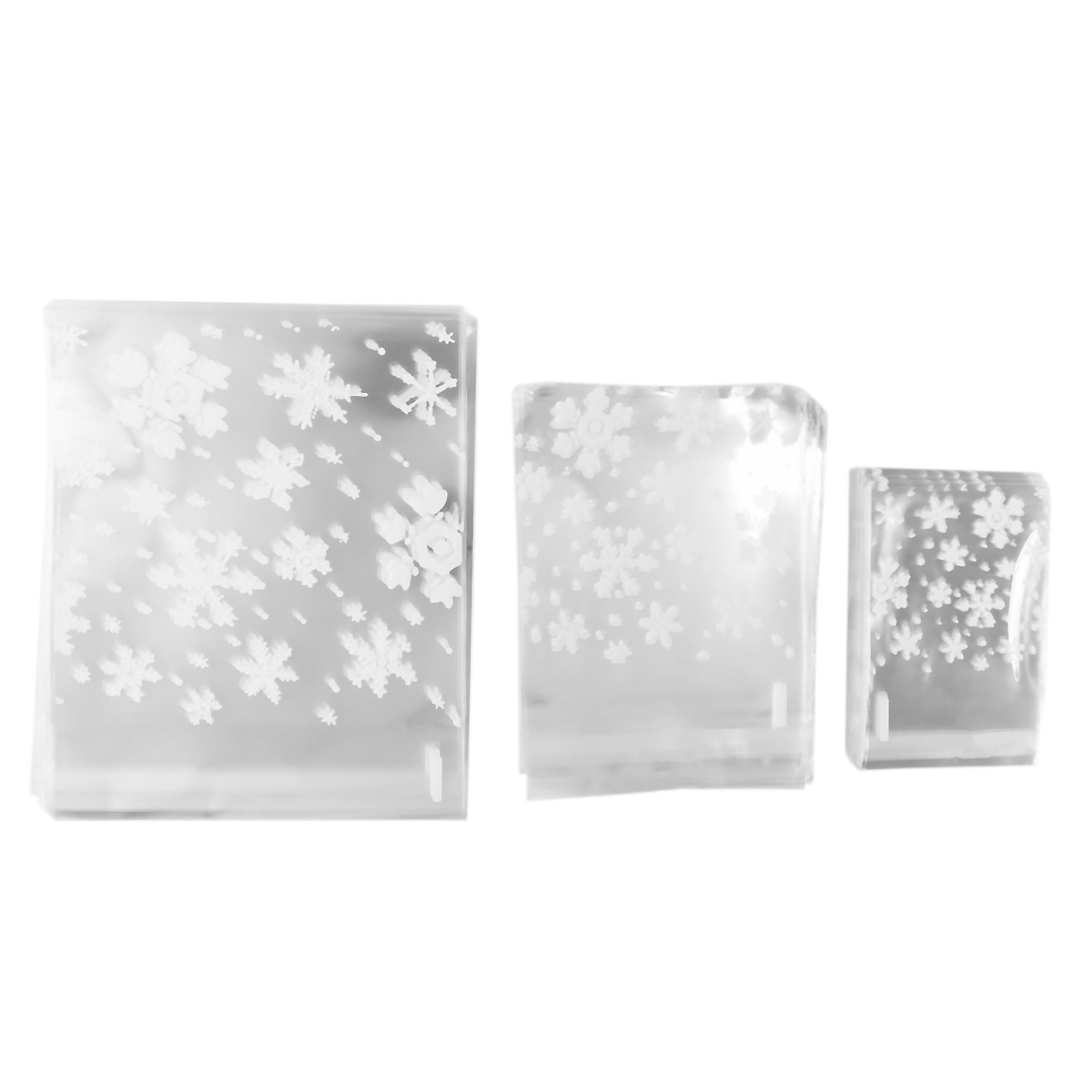 300 Counts Resealable Cellophane Christmas Party Snowflake Cookie Bakery Candy Treat Gift Bags in 3