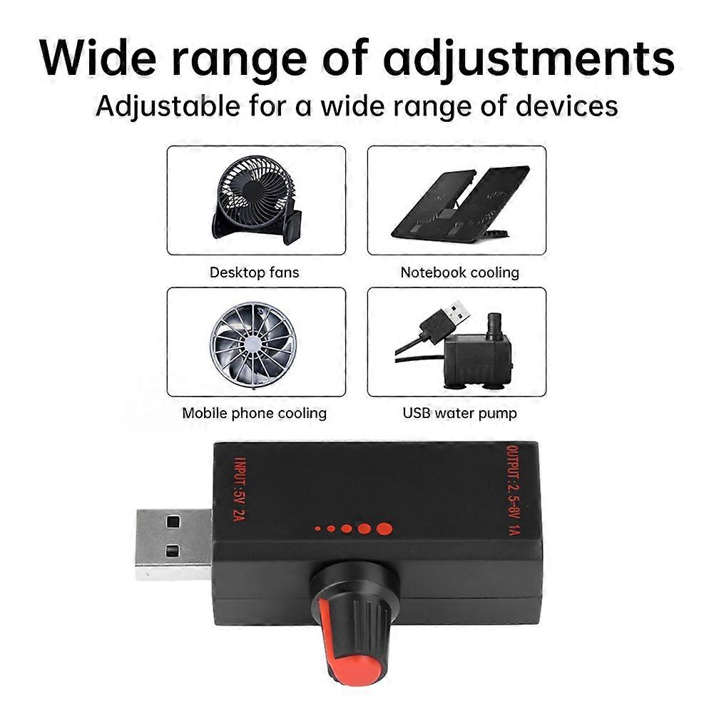 5W DC5V2A Fan Speed Controller Induction Speed Controller with Switch Protection Type-C USB Interface Laptop Cooling