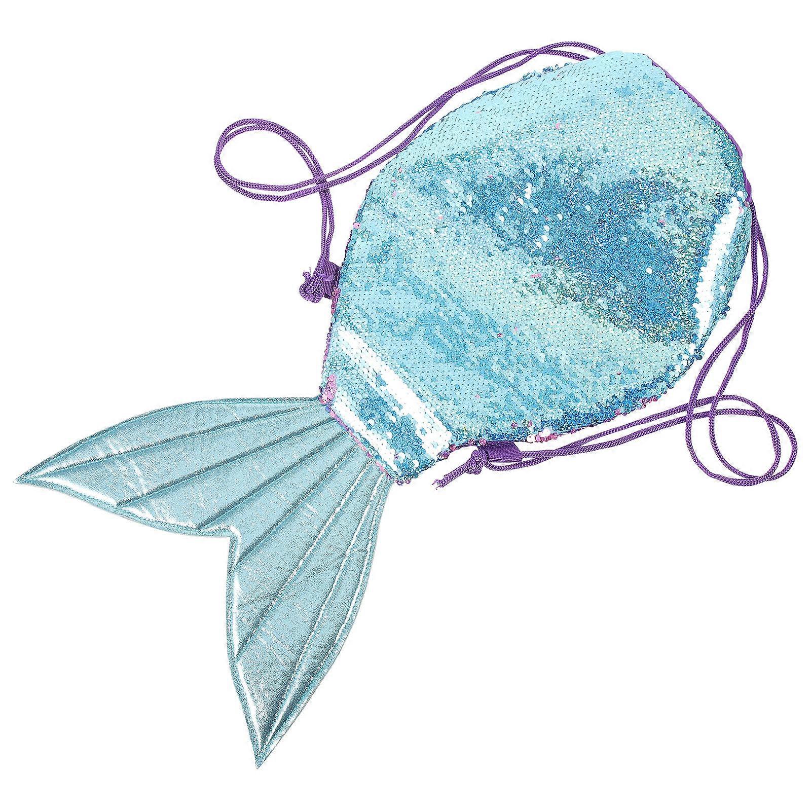 Drawstring Backpack Mermaid Tail Sequin Bag for Stuff Holding Large Size