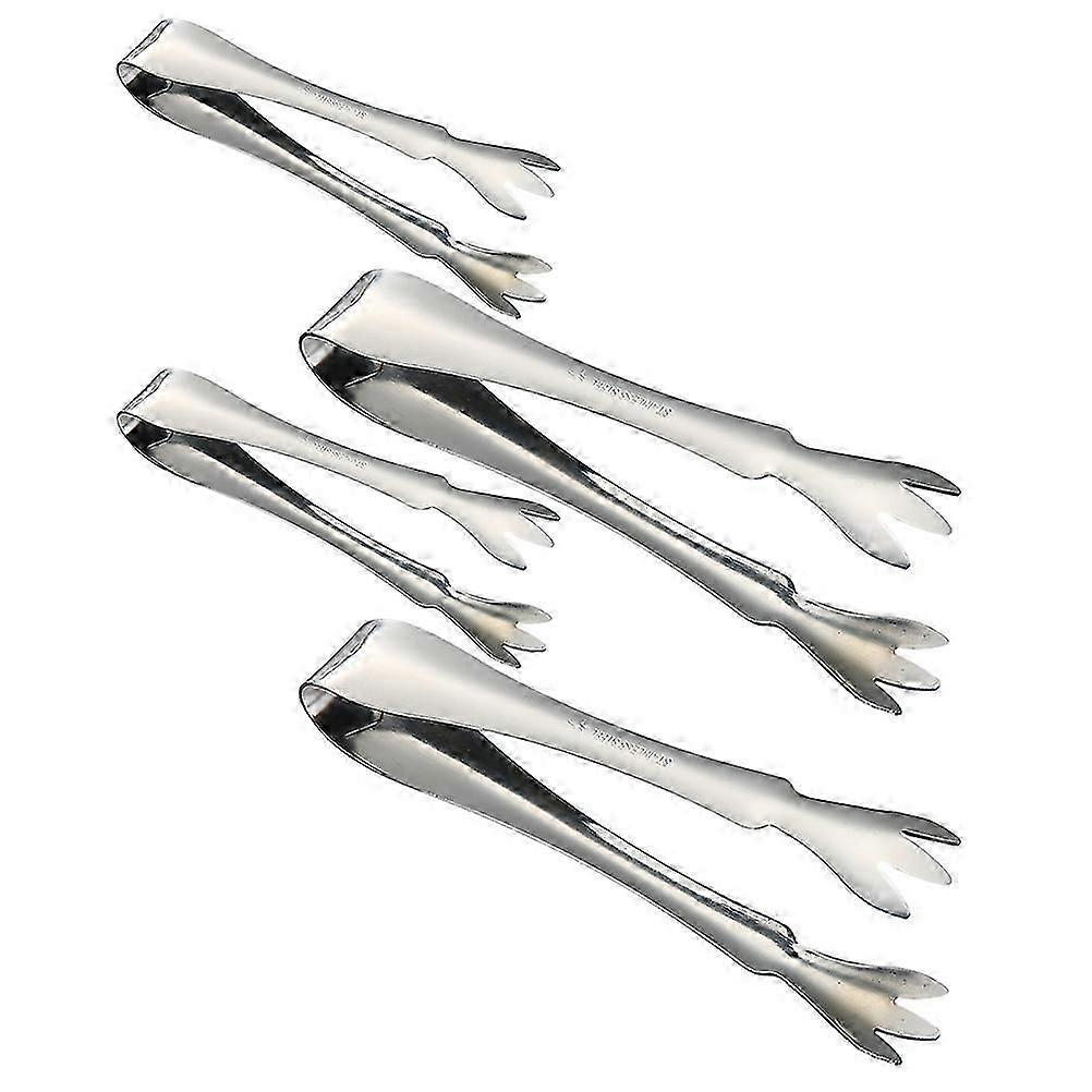 Silver Stainless Steel Ice Cube Tong for Buffet Serving Includes 4Pcs