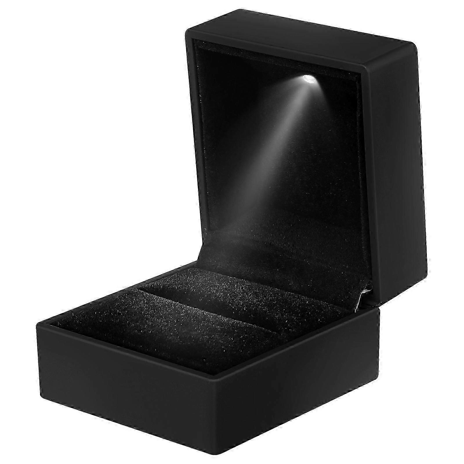 LED Lighting Ring Box Wedding Case for Proposal Vorcool Black PU