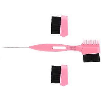 Double-Headed Pink Eyebrow Brush with Replacement Heads for Women Portable 1Set