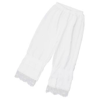 Donna Sotto Vestito Gamba Larga Pantaloni Elastico In Vita Stratificato Increspato Pizzo Trim Pettipants Slip Culotte Loose Fit Long Bloomers L
