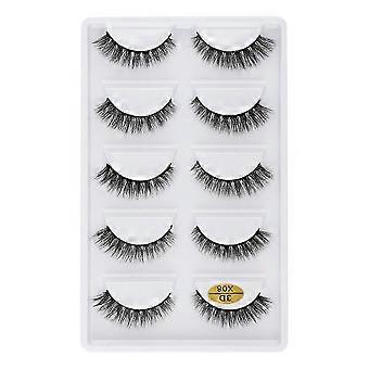 3DX-08 5 Paar natürliche, weiche 3D-Nerz-Kunstwimpern, handgefertigte künstliche Wimpern, künstliche Wimpern, Make-up-Schönheitswerkzeuge JH3