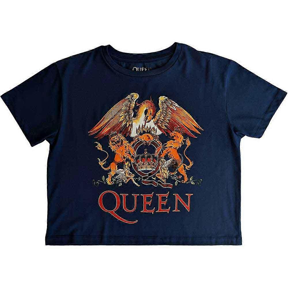 Queen Ladies Crop Top: Classic Crest
