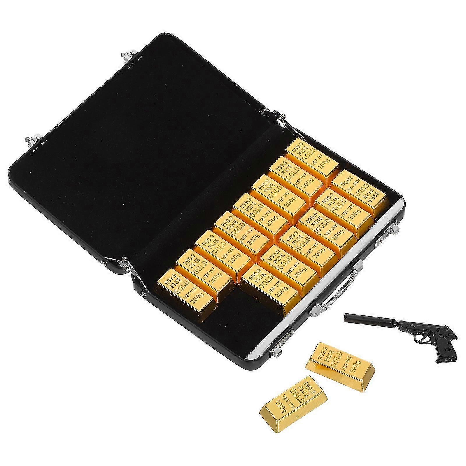1 Set Miniature Suitcase & Golden Bricks Doll House Layout Model Kit