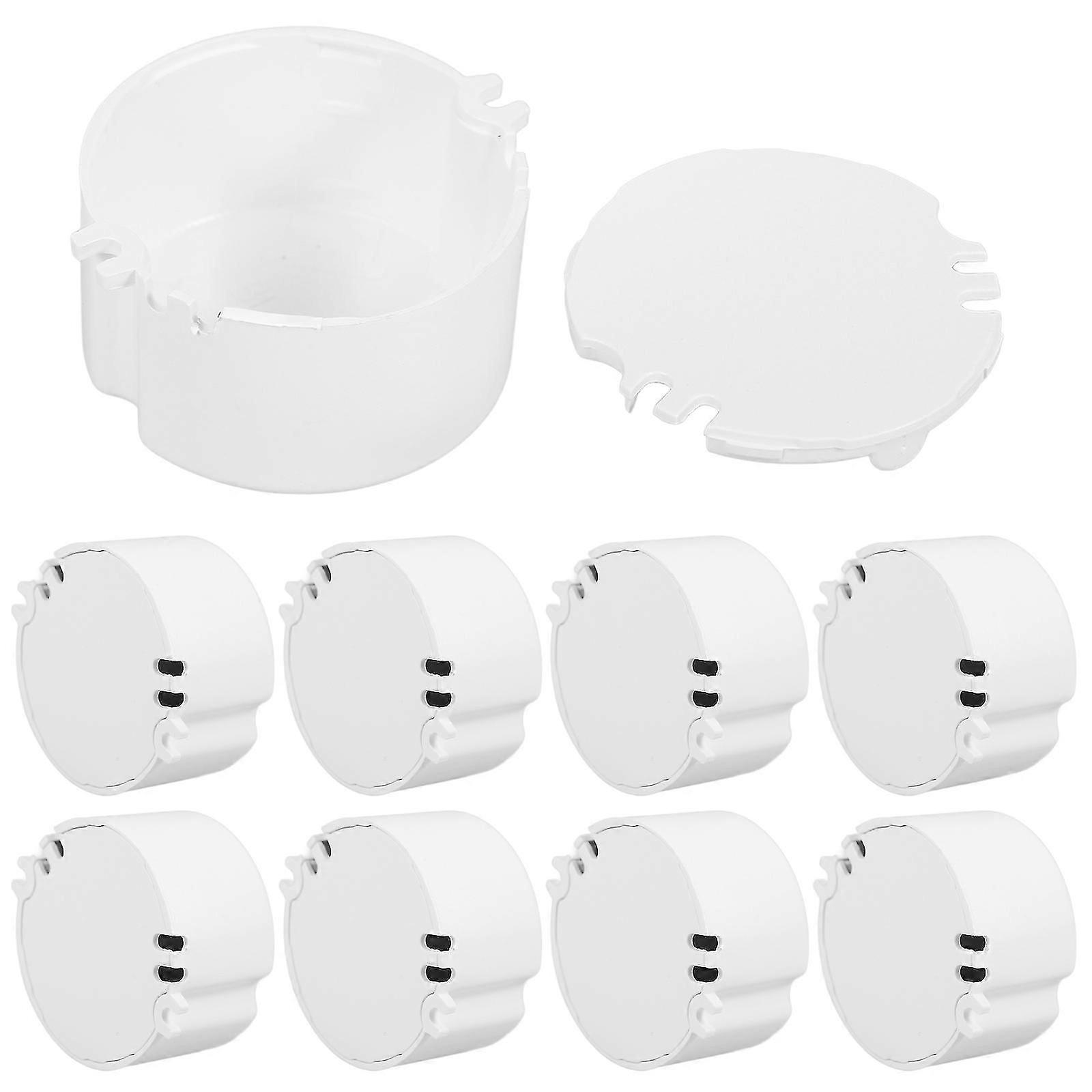 10Pcs Mini Circular Plastic Control Boxes for Home Use, White