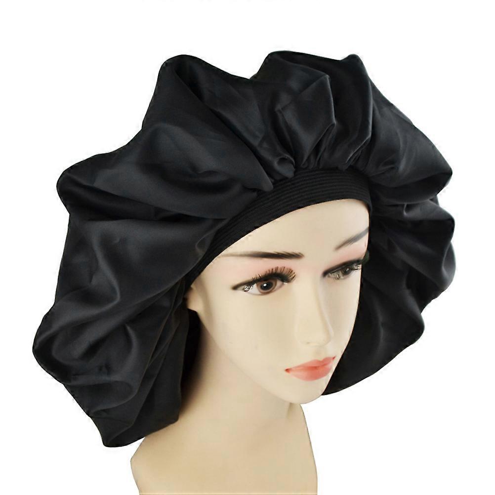 Bonnet de nuit à double élastique, extra large, noir.