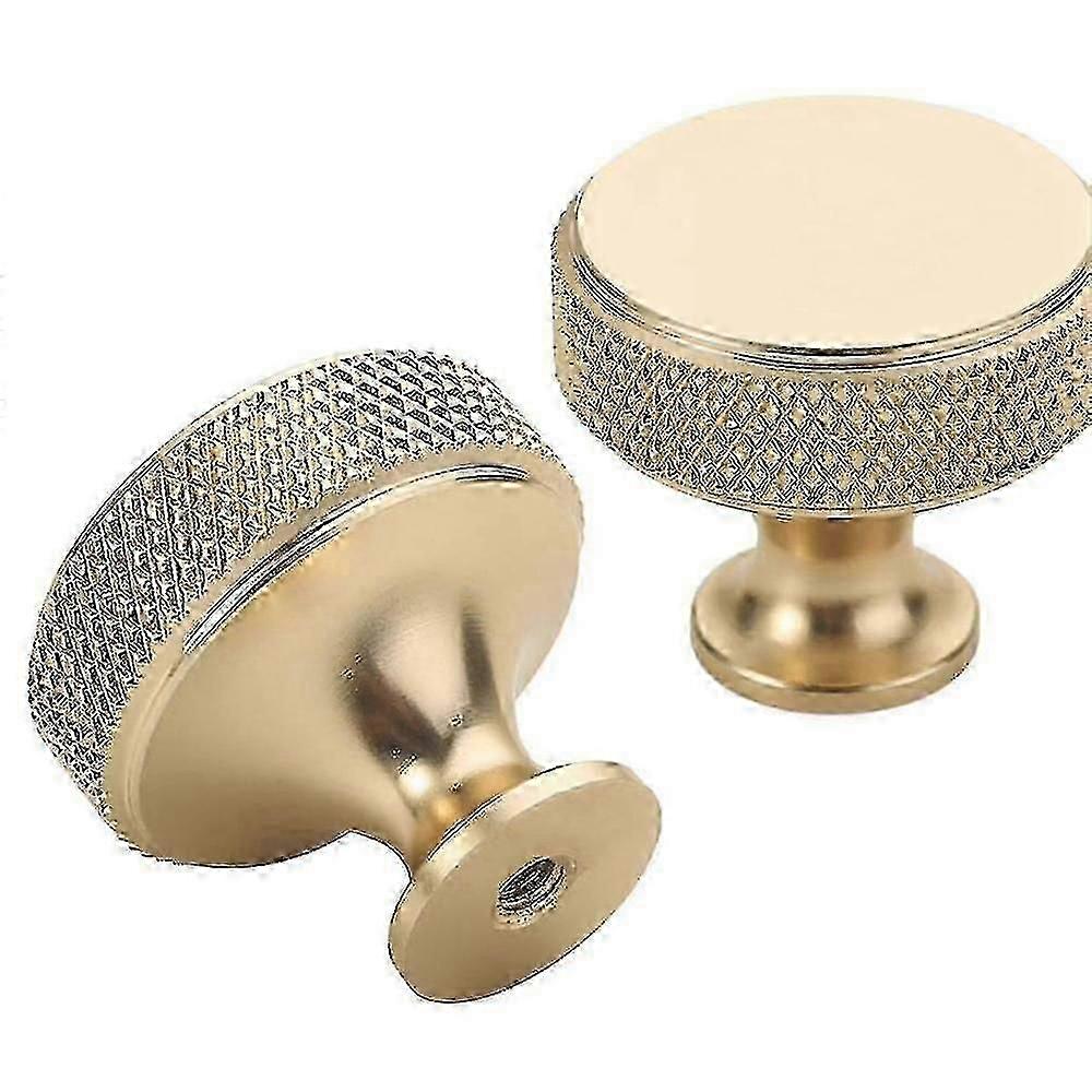 10 Pack 1.2 Inch Brushed Gold Cabinet Knobs Knurled Kitchen Cabinet Knobs Gold Drawer Knobs Round Dresser Knobs