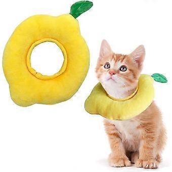 Pet Cat Recovery Collar Cat Soft Lemon Neck Cone Adjustable Pet E Collar After Surgery, Wound Healing Protective Cat Elizabethan Collar for Kitten & P
