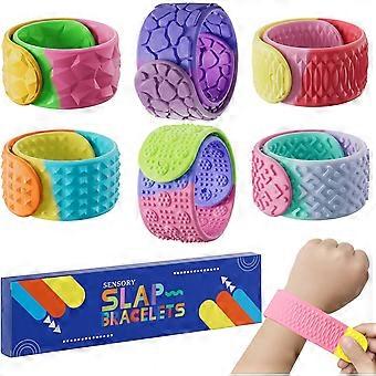 Sensoriska armband för barn och tonåringar, 6 st. fidget-leksaker, snäppleksaker, stress och ångest, autism och ADHD, lugna ner klassrummet, resor för elever, priser, leksaker, strumpbyxor