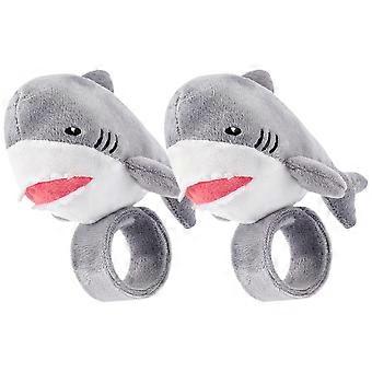 Papa Circle Shark Plush Slap Bracelet for Decoration 2Pcs Wristband