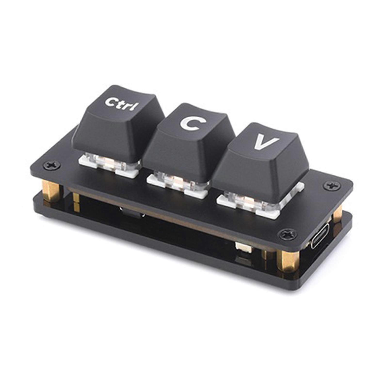 3Keys Programmable Mini Keypad Mechanical Keyboard Copy Pastes Ctrl C/V Programmer Shortcut With Green Axis DriveFree Multicolor