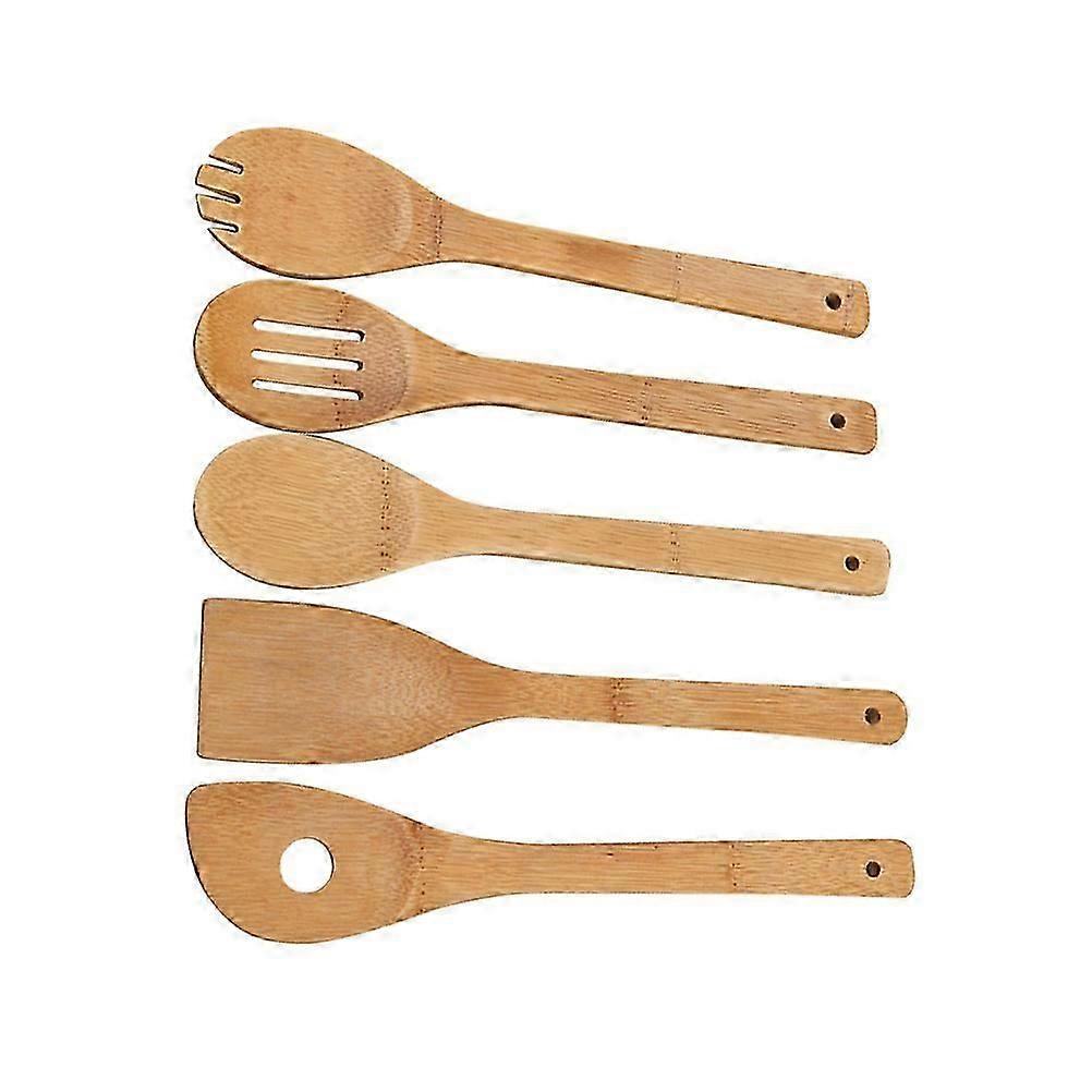 5Pcs Bamboo Cooking Utensils Set for Kitchen Use