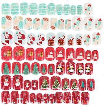 Children Christmas Fake Nails Set for Decor 3Sets Detachable False Nails Art