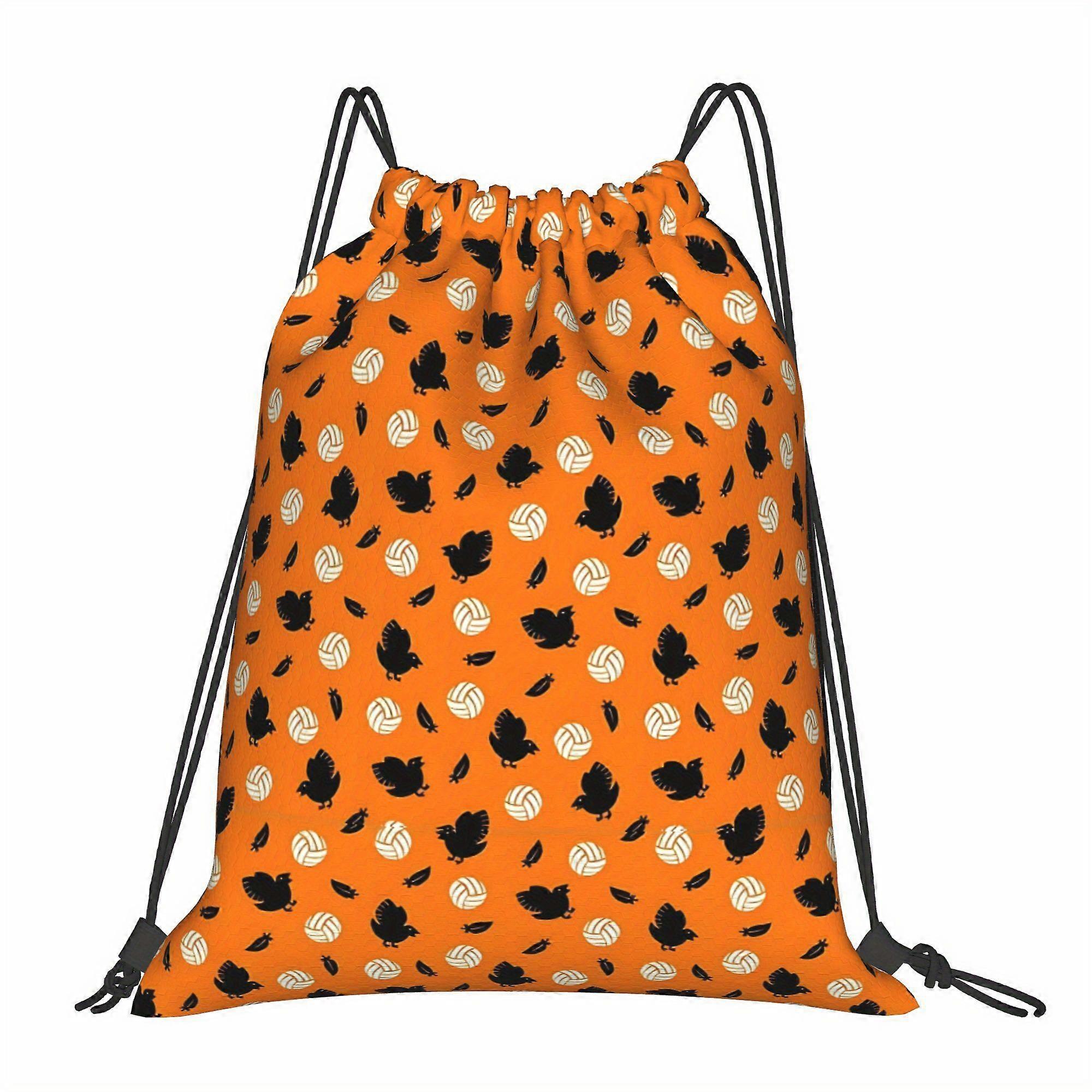 2D Flat Volleyball Crow Drawstring Bag-Eazqw