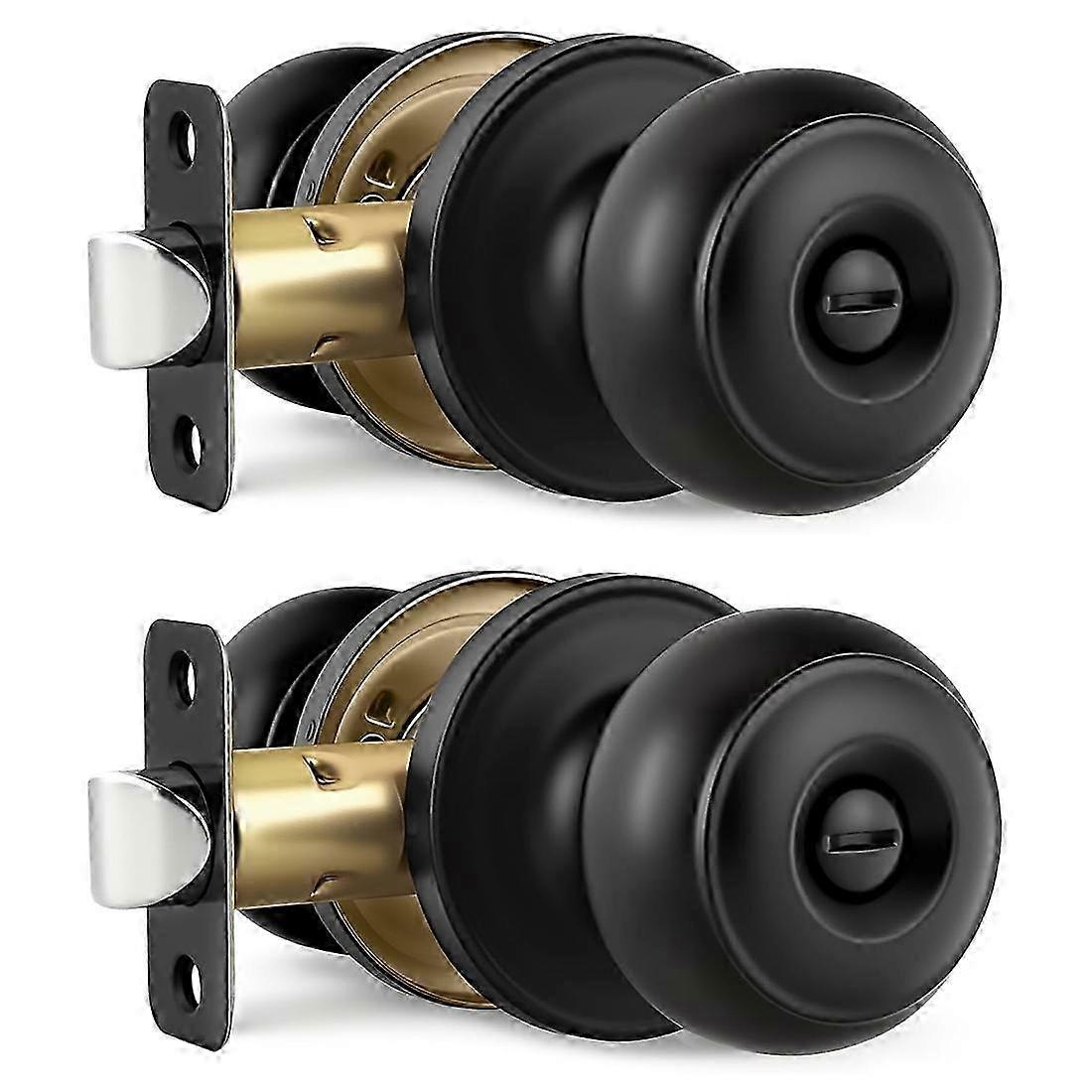 2Pack Door Knobs, Privacy Door Knobs Interior Door Knob compatible with Bedroom/Bathroom Keyless Doorknobs Interior/Exterior Lock