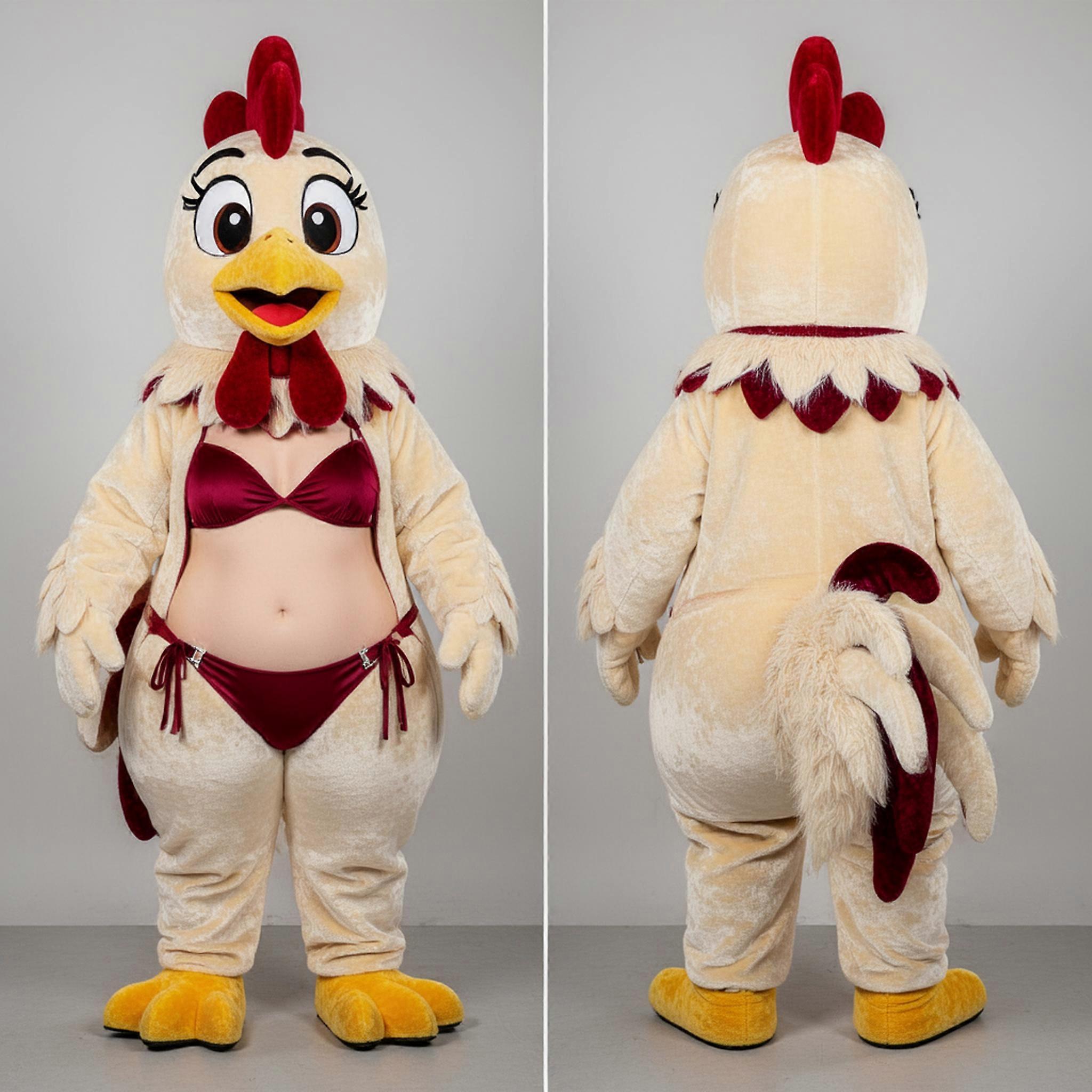 MASTICOT Cream Feathered Roosters Mascot