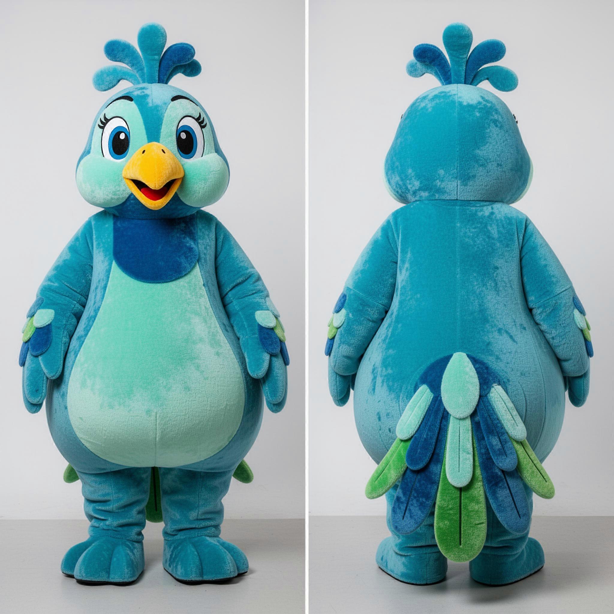 MASTICOT Cyan Feathered Pheasant Mascot