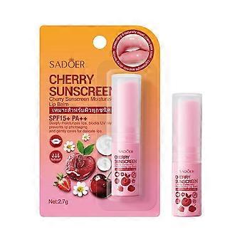 SADOER Cherry Lip Balm - SPF Moisture Care Protects Lips with Natural Pink Glow