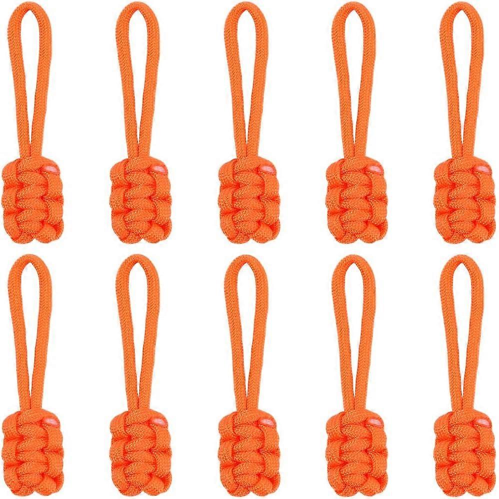 10Pcs Zipper Pulls Replacement Woven Cord Zipper Pulls Polyester Rope Zip Puller Extender Orange Slider Slider Handle Tab