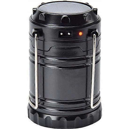 Solar Camping Light Multi-Function Rechargeable LED Lantern Folding Portable Outdoor Lantern with Handle Black