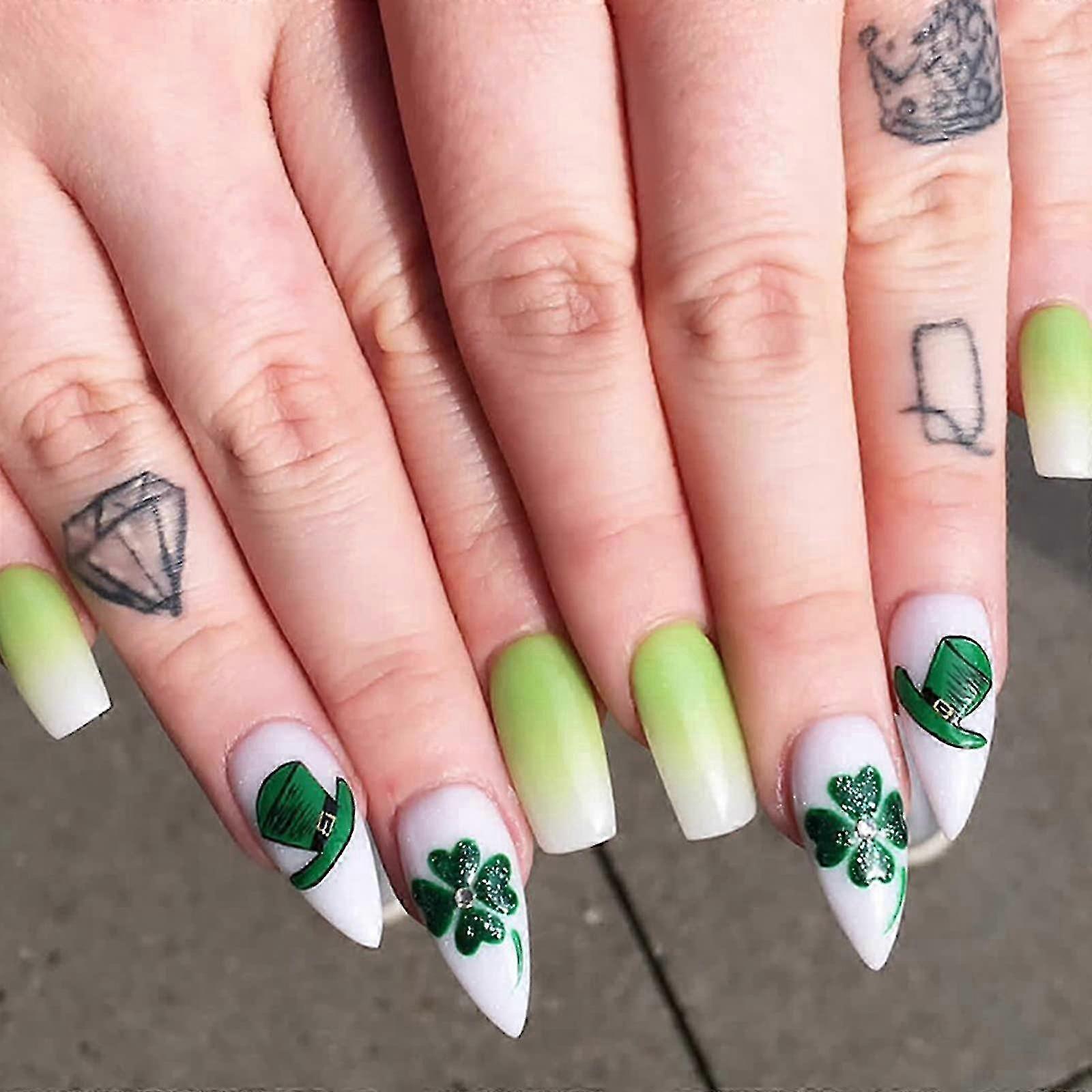 Green Full Cover Reusable Press On Nails