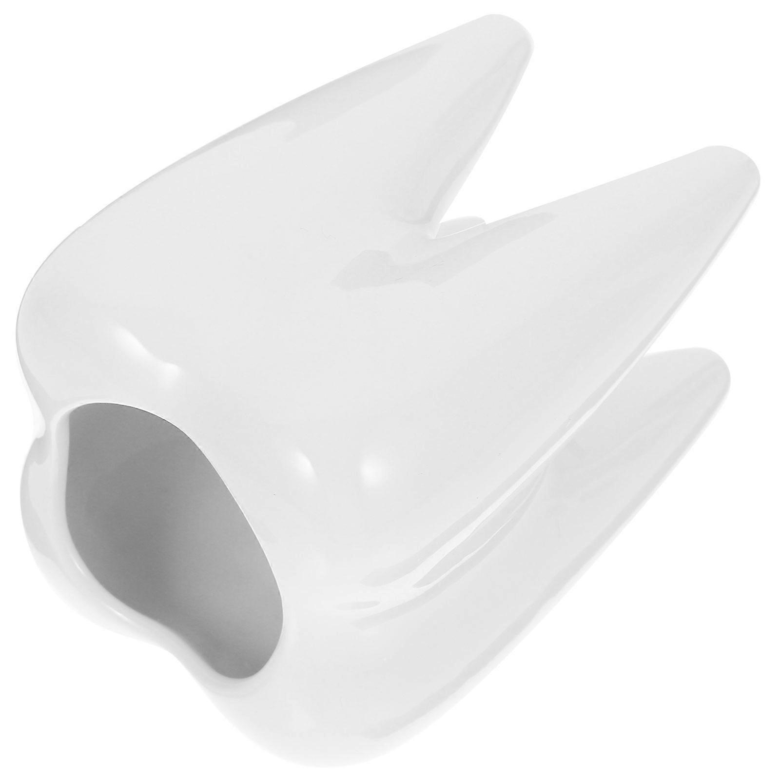 White Ceramic Pot Container for Storage Use Plants Teeth Shape