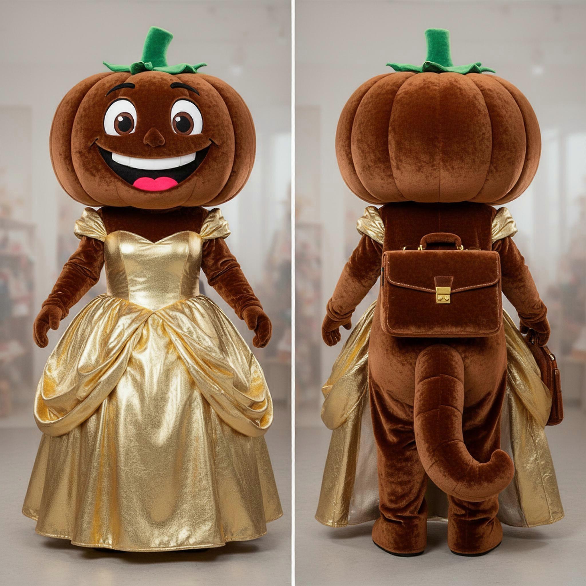 MASTICOT Velvety Brown Grinning Pumpkin Mascot