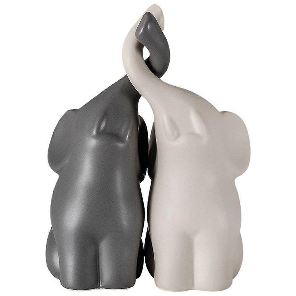 Romantic Ceramic Elephant Couples Table Decor