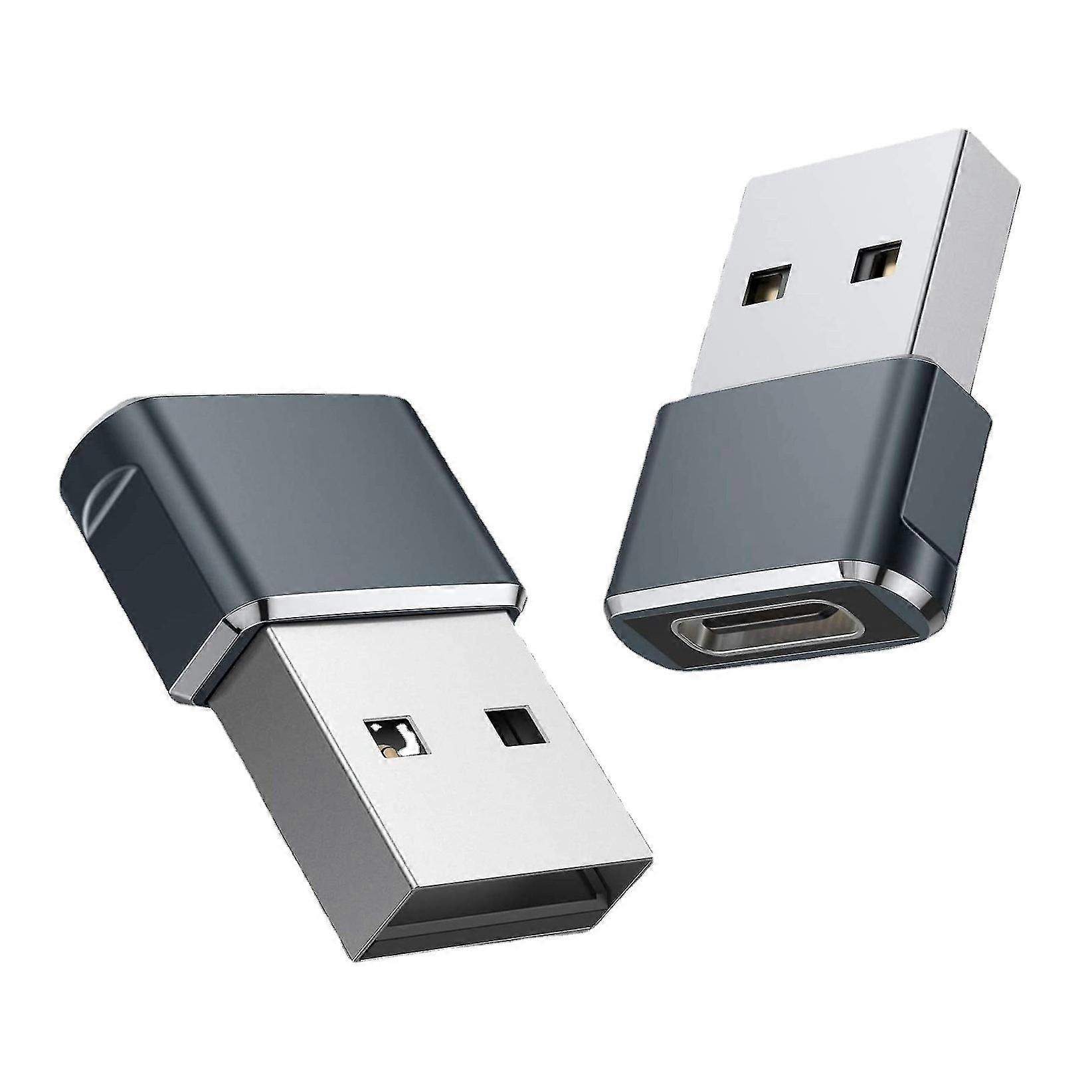 USB C to USB A Adapter, 2 Pack Aluminum Alloy Dongle, 480 Mbps Data Transfer and 2A Fast Charging for USB-C Cable Flash Drive Hub, Laptop PC