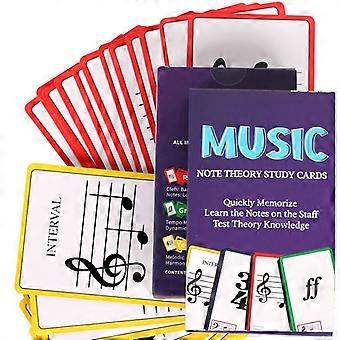 Music Theory Study Flash Cards, 50 Card Set for Piano and Guitar Note Learning Practice