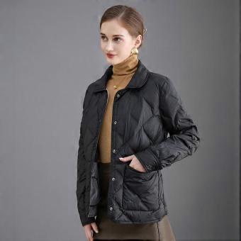 Autumn and winter fashion foreign down jacket women's lapel loose rhombus grid light big pocket warm jacket