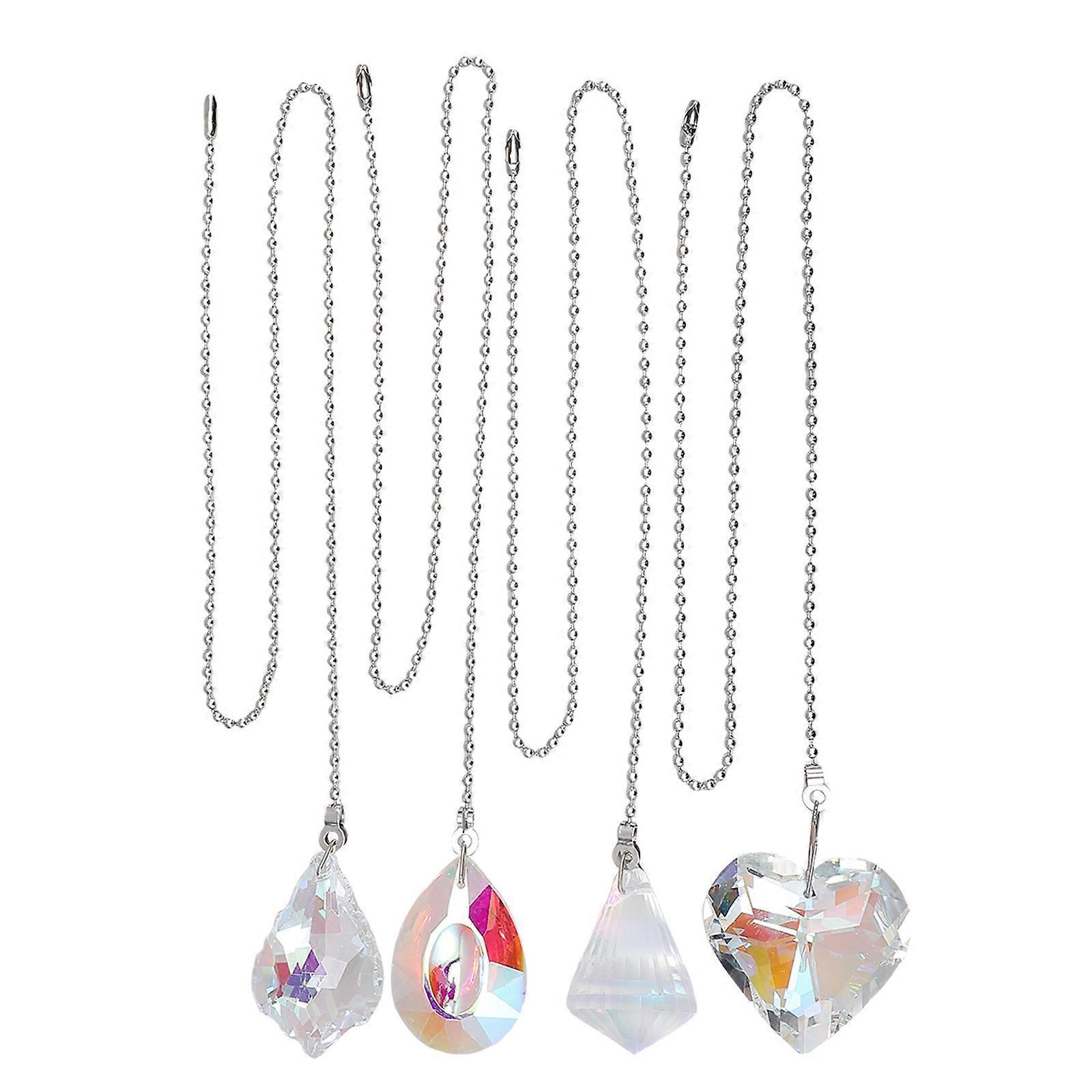 Assorted Color Crystal Fan Pull Chain compatible with Ceiling Decoration 4Pcs Set