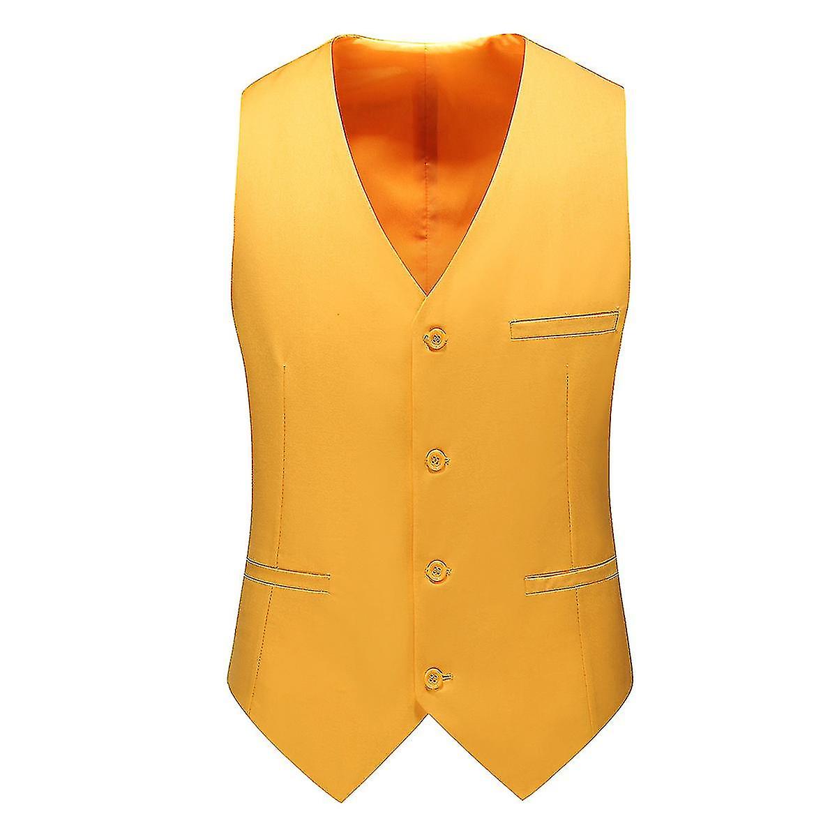 Men's Solid Color Single-breasted Four Buttons Slim Fit Tuxedo Vest