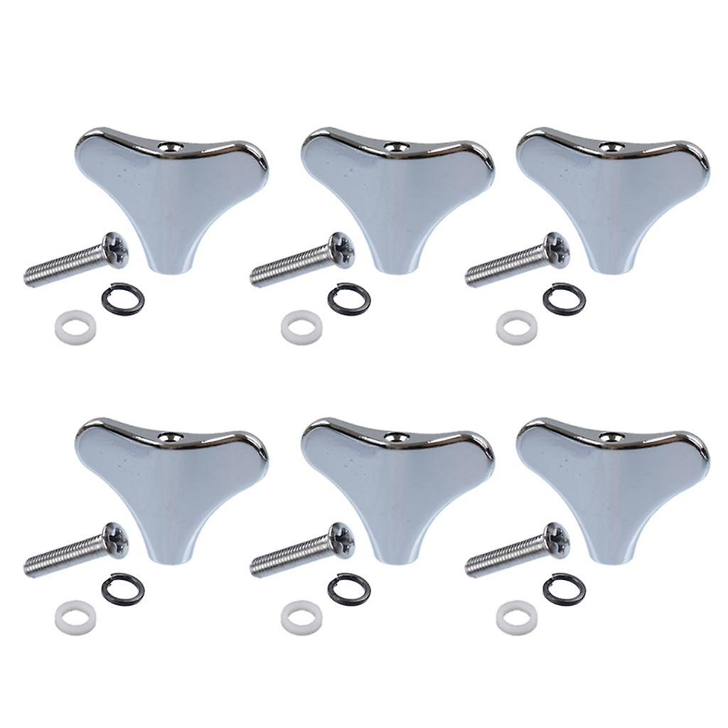 6pcs Bass Tuners Tuning Pegs Machine Head Button Knobs for PB JB Bass Silver