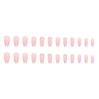 Simple French Style Pink Mid-length False Nail Ultra-flexible Long Lasting Fake Nails For Fingernail Diy Decoration