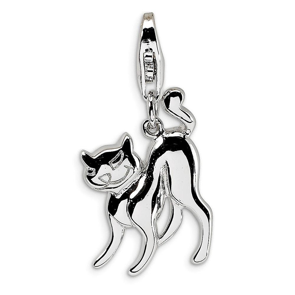 925 Sterling Silver Polished Fancy Lobster Closure Scary Cat with With-Lobster Clasp Charm 26x9mm Pendant Necklace for W