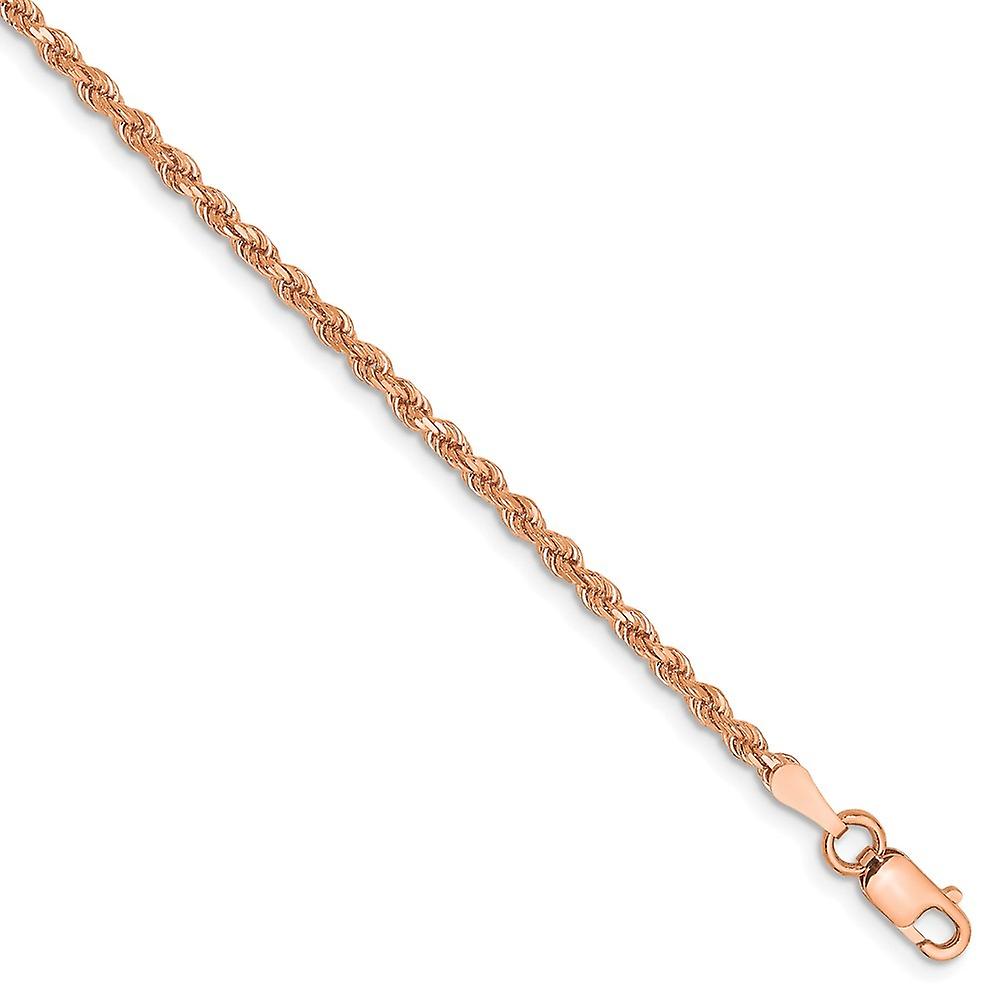 14k Rose Gold 2mm Sparkle Cut Rope With Lobster Clasp Chain Bracelet Link-Bracelet for Women and Men - Length: 7 to 8
