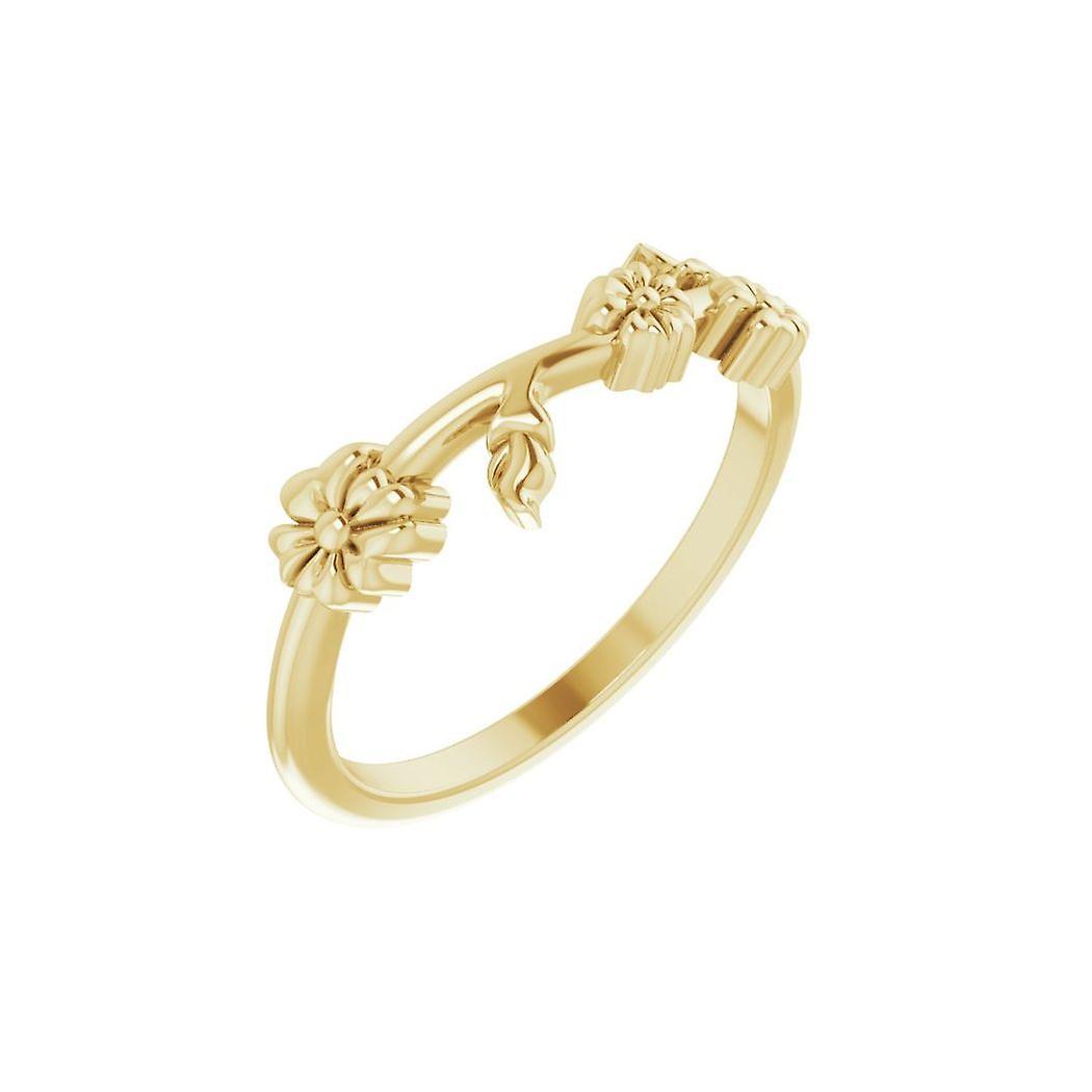 14k Yellow Gold Polished Floral Stackable Ring Size 7-Stackable-Ring for Women - 2.7 Grams